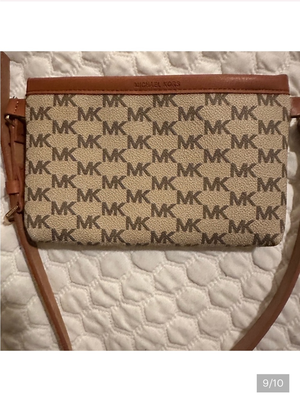 Belt Wallet Michael Kors Beige and Brown MK Logo Cross body